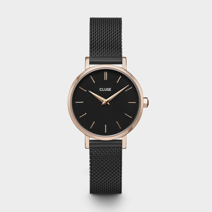 Cluse Black Leather Dress Watch