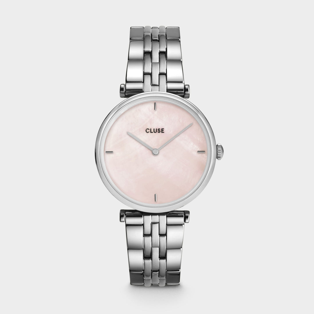 CLUSE Triomphe 5-Link, Silver, Salmon Pink Pearl CW0101208013 - Watch