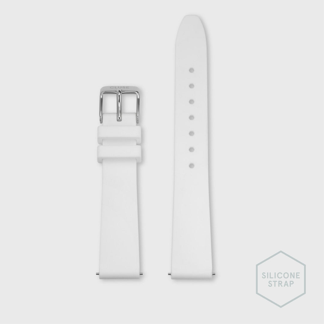 Strap 16 mm Silicone White, Silver Colour CS12218 - strap