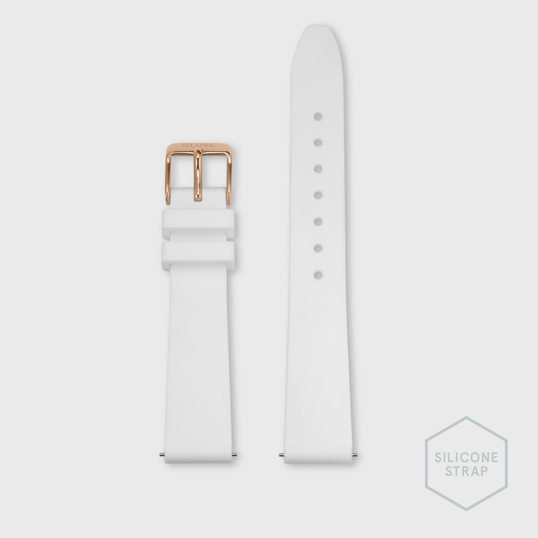Strap 16 mm Silicone White, Rose Gold Colour CS12220 - strap