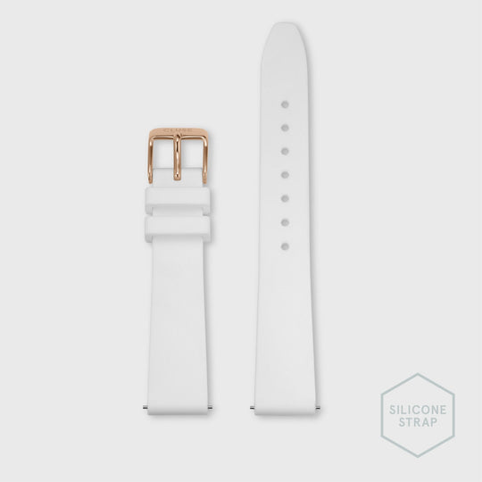 Strap 16 mm Silicone White, Rose Gold Colour CS12220 - strap