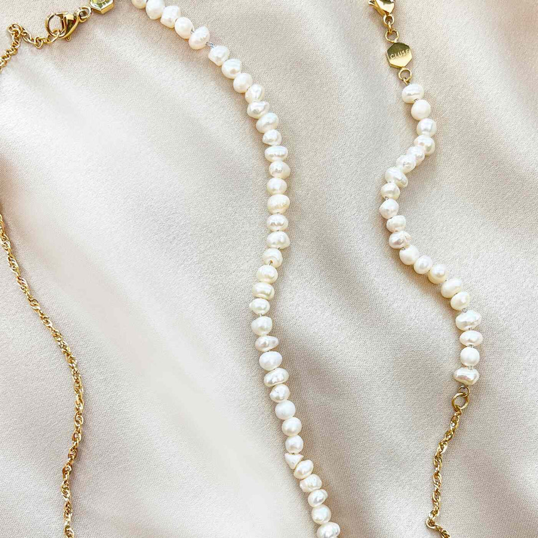 CLUSE Essentielle Mixed Chain Pearl Necklace, Gold Colour CN13312 - Necklace