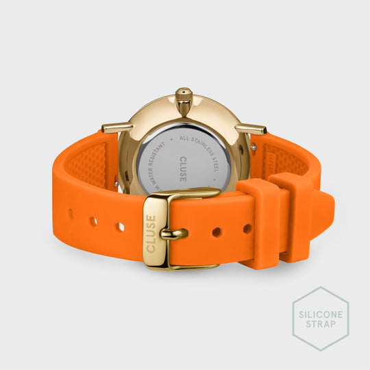 CLUSE Pavane Petite Silicone Orange, Gold Colour CW11402 - Watch clasp and back