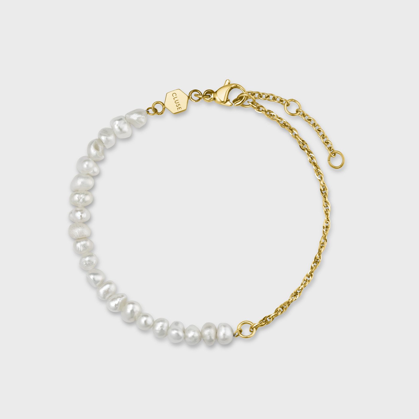 Essentielle Mixed Chain Pearl Bracelet, Gold Colour