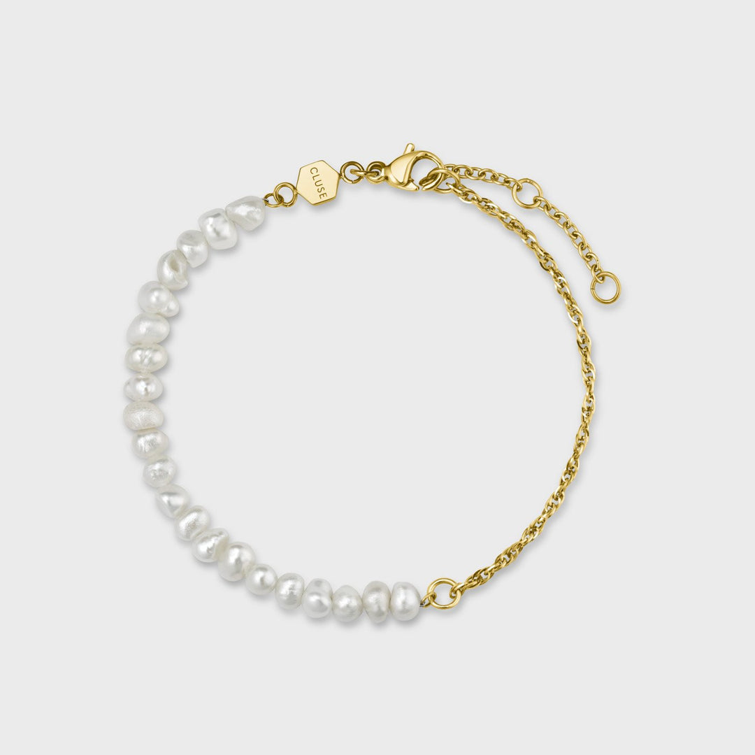 CLUSE Essentielle Mixed Chain Pearl Bracelet, Gold Colour CB13340 - Bracelet