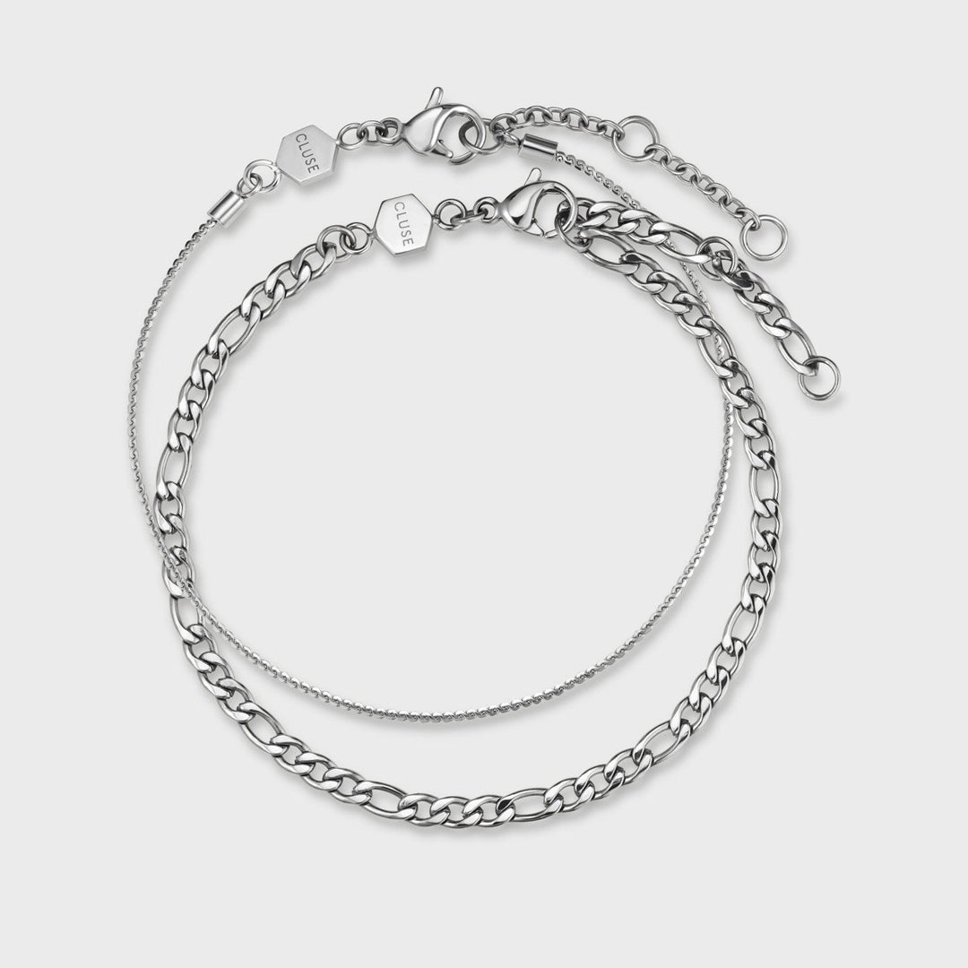 CLUSE Essentielle Figaro Chain Bracelet Set, Silver Colour CB13345 - Bracelet set