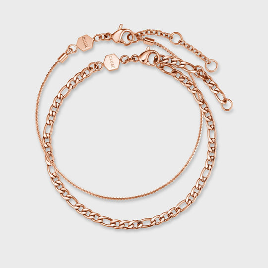 CLUSE Essentielle Figaro Chain Bracelet Set, Rose Gold Colour CB13346 - Bracelet set