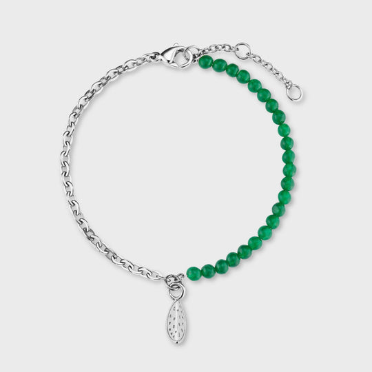 Essentielle Green Beads Watermelon Charm Bracelet, Silver Colour CB13350 - Bracelet