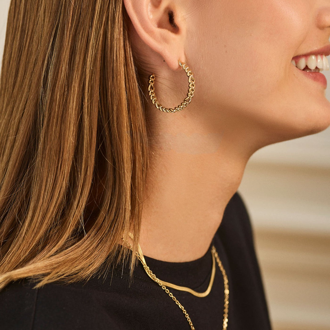 CLUSE Essentielle Figaro Hoops Gold Colour CE13306 - earrings on ear