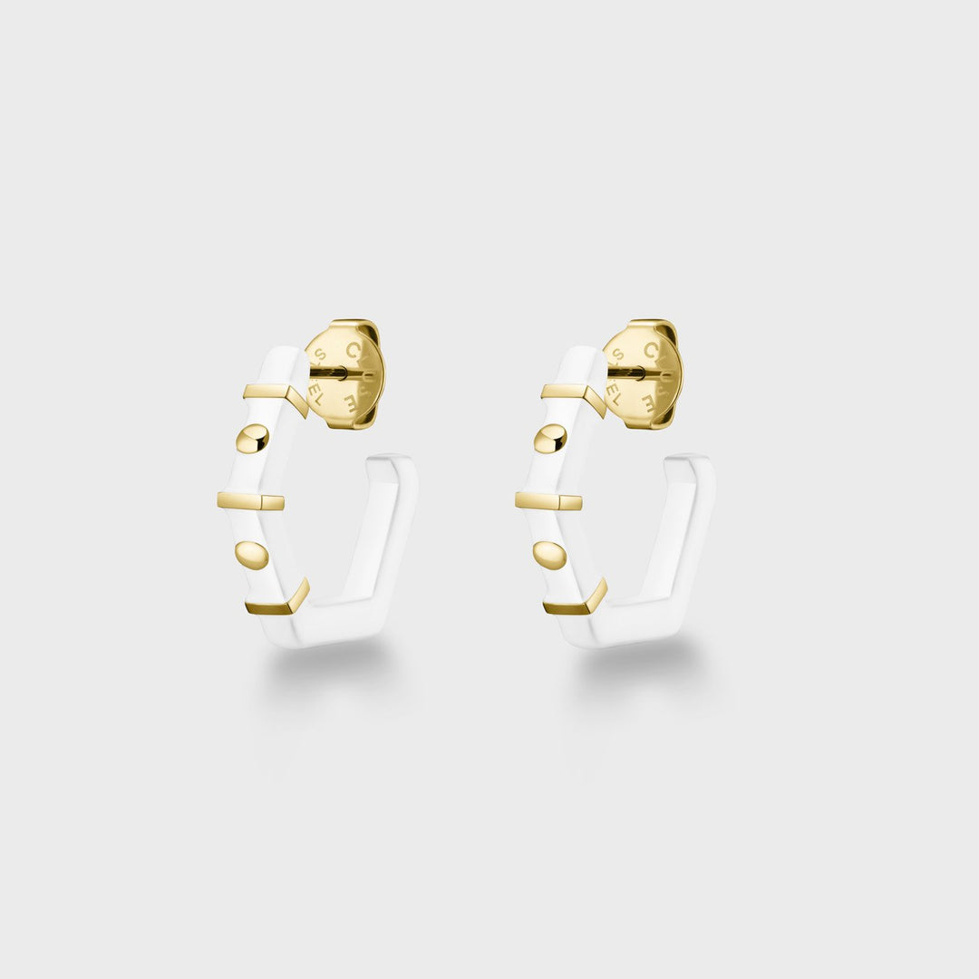 CLUSE Essentielle Hexagon Hoop Earrings White Gold Colour CE13312 - Earrings