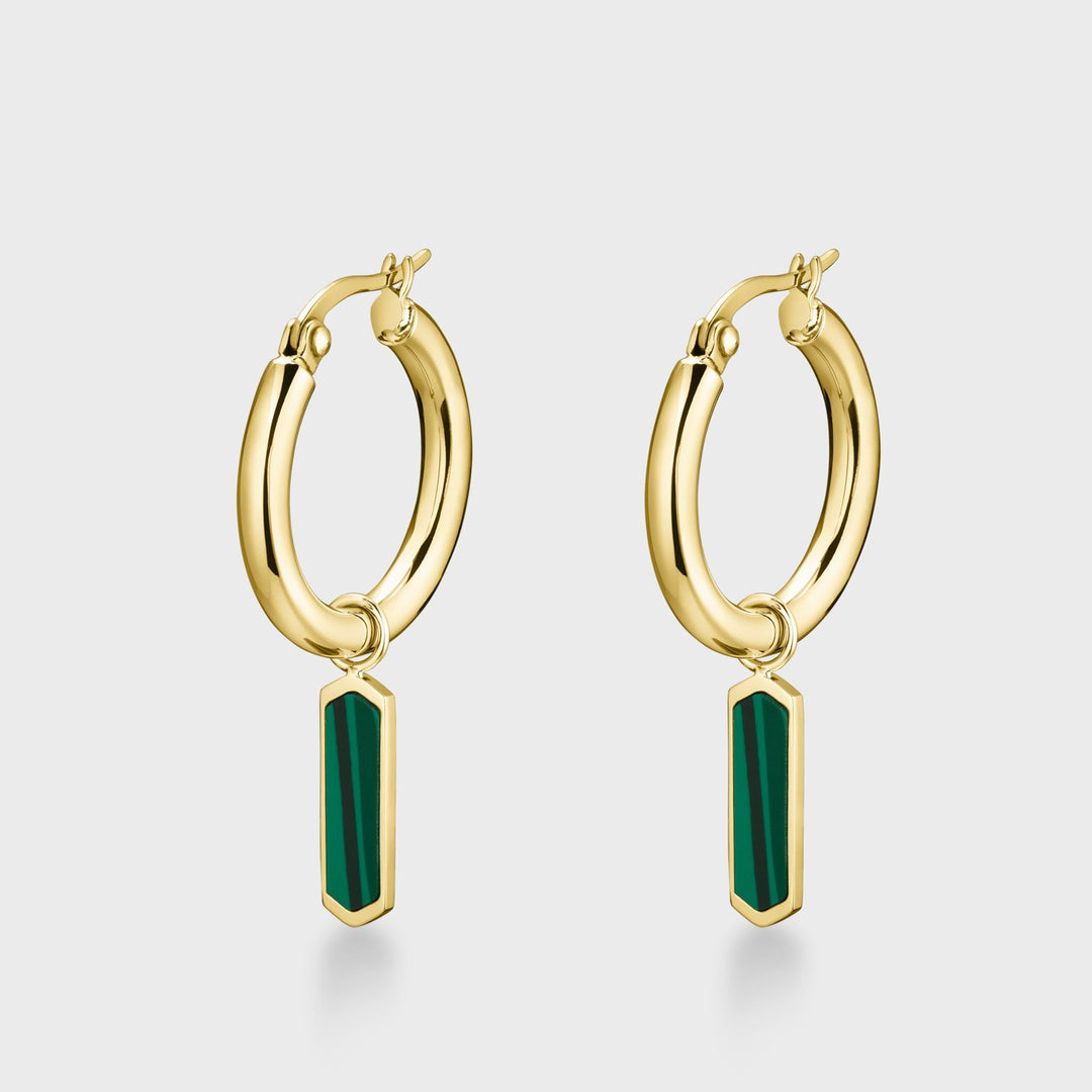 CLUSE Essentielle Hoops Earrings Hexagon Charm Green, Gold Colour CE13317 - Earrings