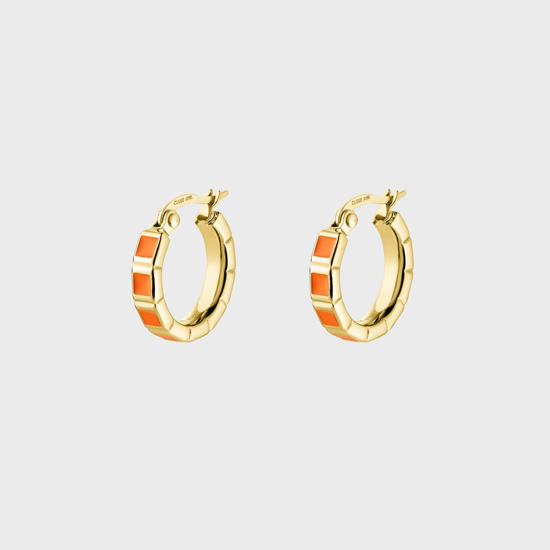 Essentielle Orange Block Hoop Earrings, Gold Colour CE13327 - Earrings