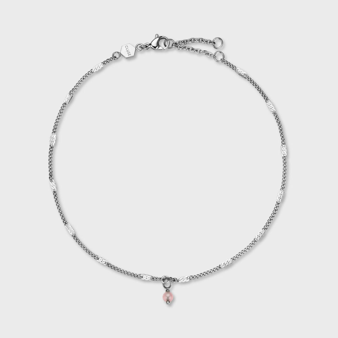 CLUSE Essentielle Anklet Rose Quartz Bead, Silver Colour CF13002 - Anklet