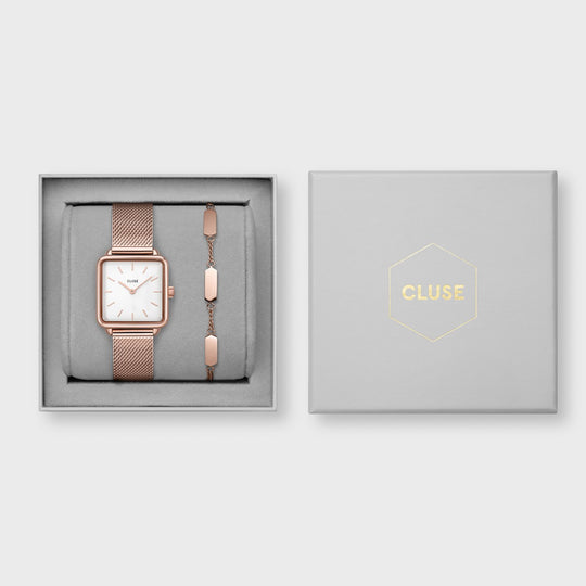 CLUSE Gift box La Tétragone Watch Hexagon Bracelet Rose Gold Colour CG10314 - gift box packaging