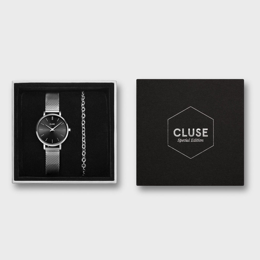 CLUSE Giftbox Boho Chic Petite Mesh Silver Colour & Chain Bracelet CG10501 - Gift box