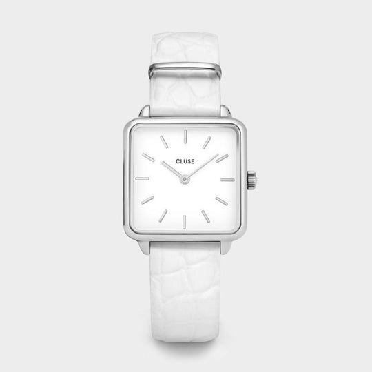 CLUSE La Tétragone Silver/White Alligator CL60017 - Watch