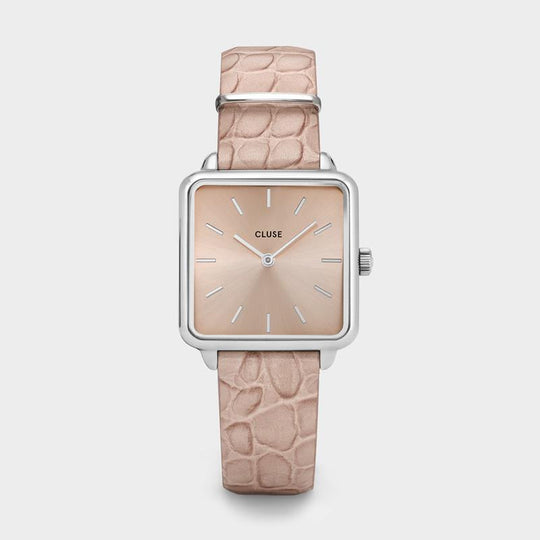 CLUSE Gift box La Tétragone Watch and Bracelet Silver Colour CG10315 - Watch