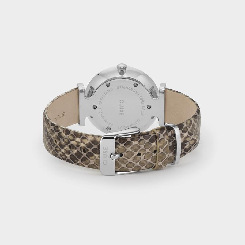 CLUSE Triomphe Silver White Pearl/Soft Grey Python CW0101208009 - Watch back and clasp