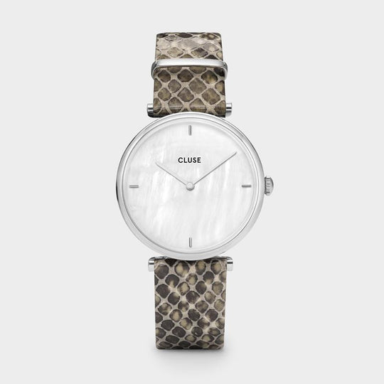 CLUSE Triomphe Silver White Pearl/Soft Grey Python CW0101208009 - Watch