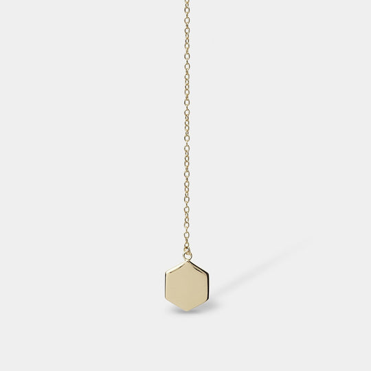 CLUSE Essentielle Gold Hexagon Charm Lariat Necklace CLJ21013 - Necklace pendant detail