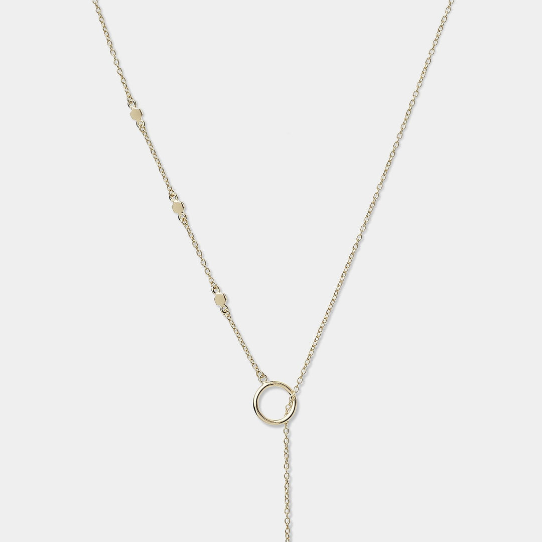CLUSE Essentielle Gold Hexagon Charm Lariat Necklace CLJ21013 - Necklace detail