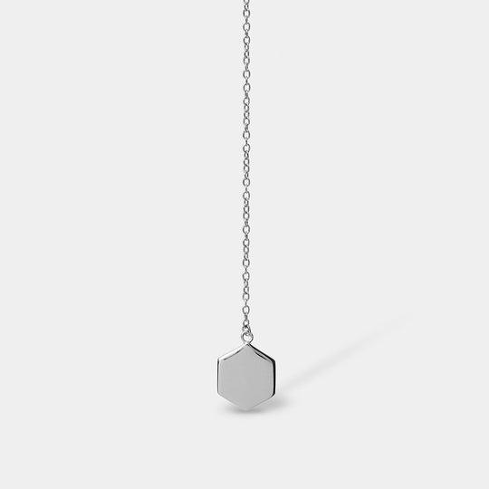 CLUSE Essentielle Silver Hexagon Charm Lariat Necklace CLJ22013 - Necklace pendant detail