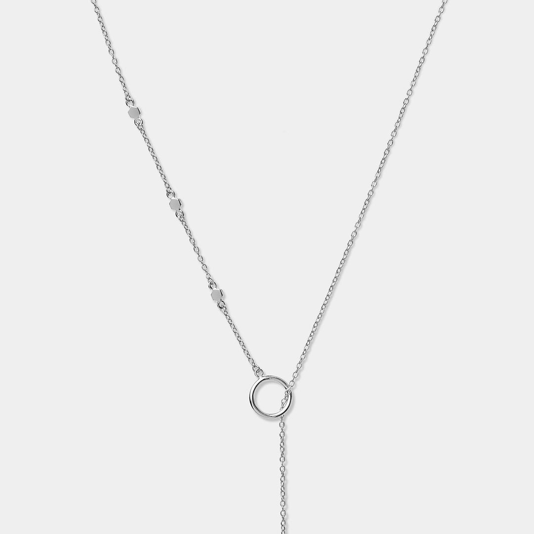 CLUSE Essentielle Silver Hexagon Charm Lariat Necklace CLJ22013 - Necklace detail