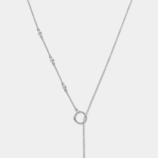 CLUSE Essentielle Silver Hexagon Charm Lariat Necklace CLJ22013 - Necklace detail