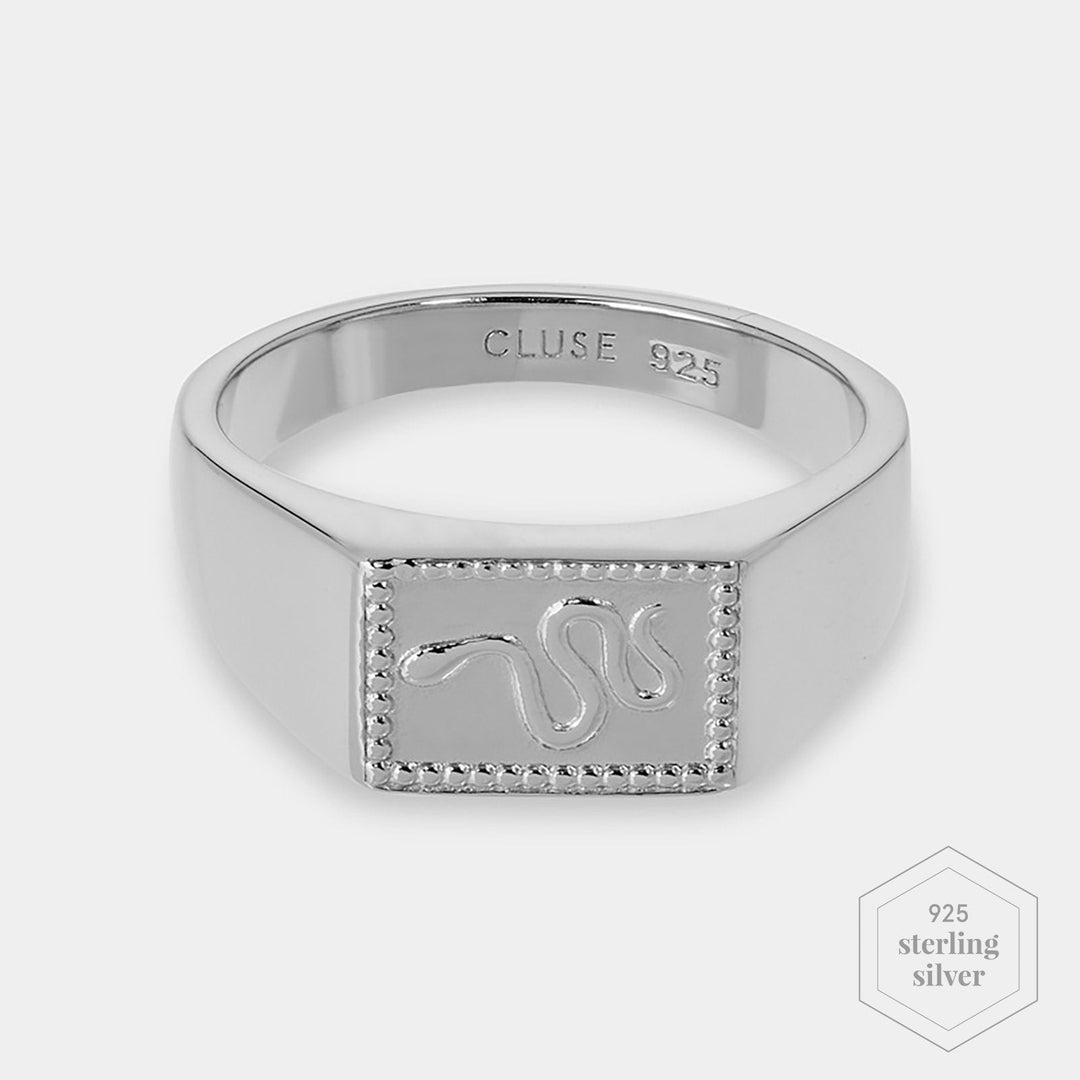 CLUSE Force Tropicale Silver Signet Rectangular Ring 54 CLJ42012-54 - Ring 54
