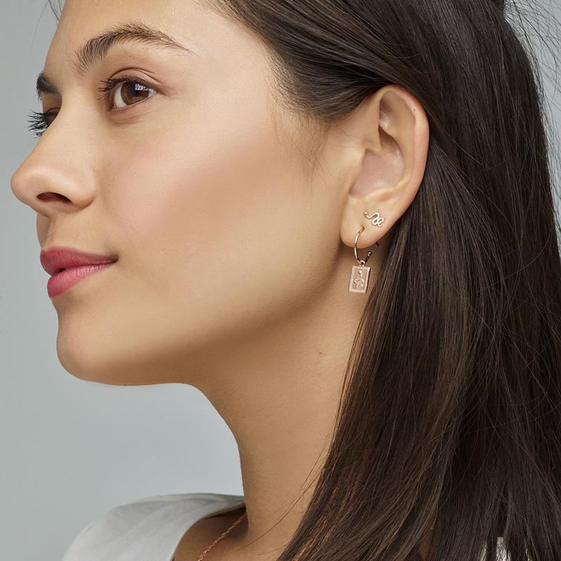 CLUSE Force Tropicale Rose Gold Snake Stud Earrings CLJ50020 - Earrings on ear