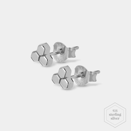 CLUSE Essentielle Silver Three Hexagon Stud Earrings CLJ52017 - Earrings
