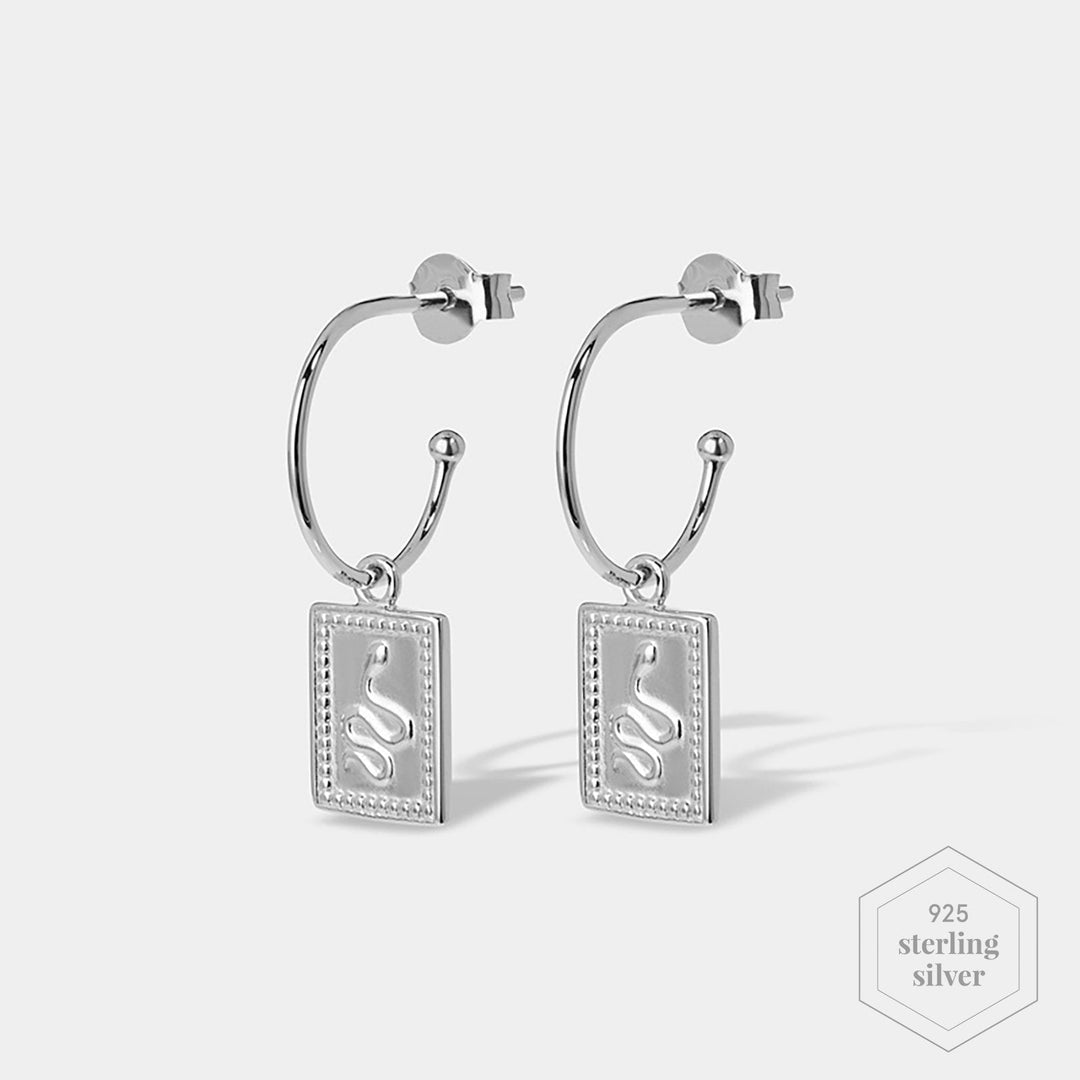 CLUSE Force Tropicale Silver Hoop Tag Pendant Earrings CLJ52019 - Earrings