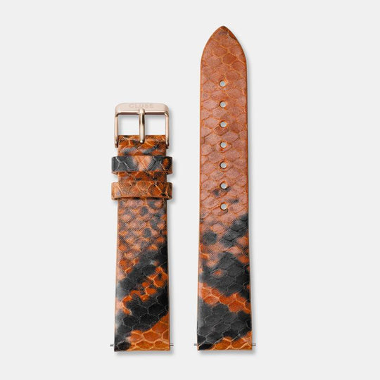 CLUSE Strap 18 mm Leather Orange Python/Rose gold CS1408101022 - Strap