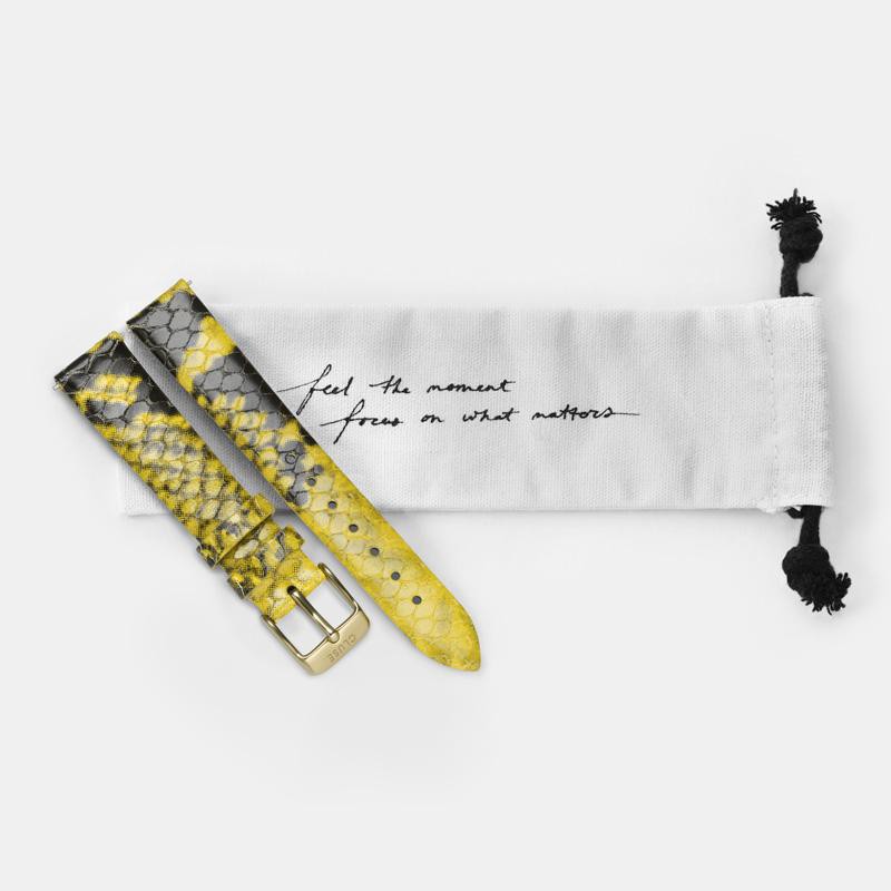 CLUSE 16 mm Strap Yellow Python/Gold CLS385 - Strap pouch