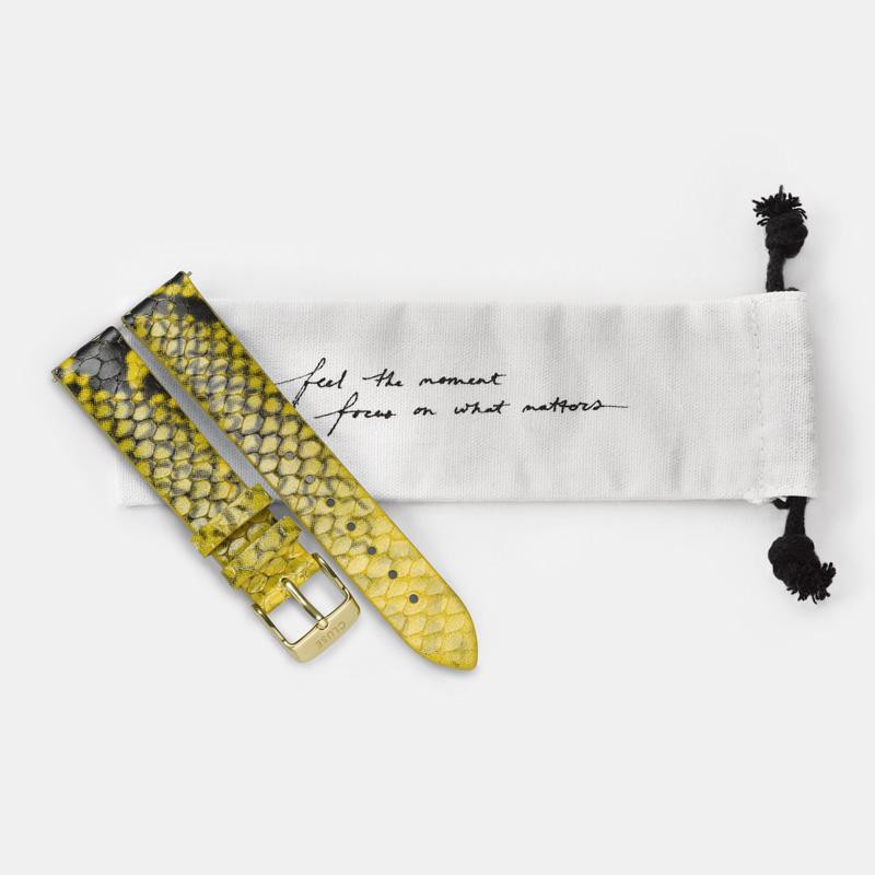 CLUSE 18 mm Strap Yellow Python/Gold CLS085 - Strap pouch