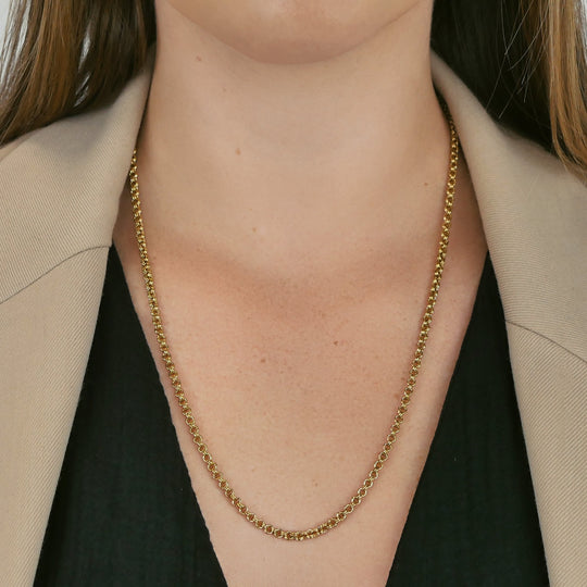 CLUSE Essentielle Double Link Chain Necklace, Gold Colour CN13309 - Necklace on neck