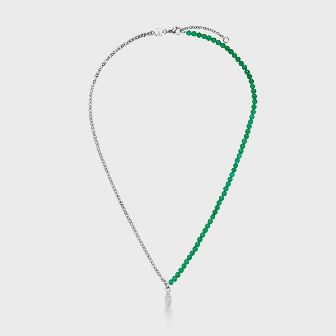 Essentielle Green Beads Watermelon Charm Necklace, Silver Colour CN13314 - Necklace