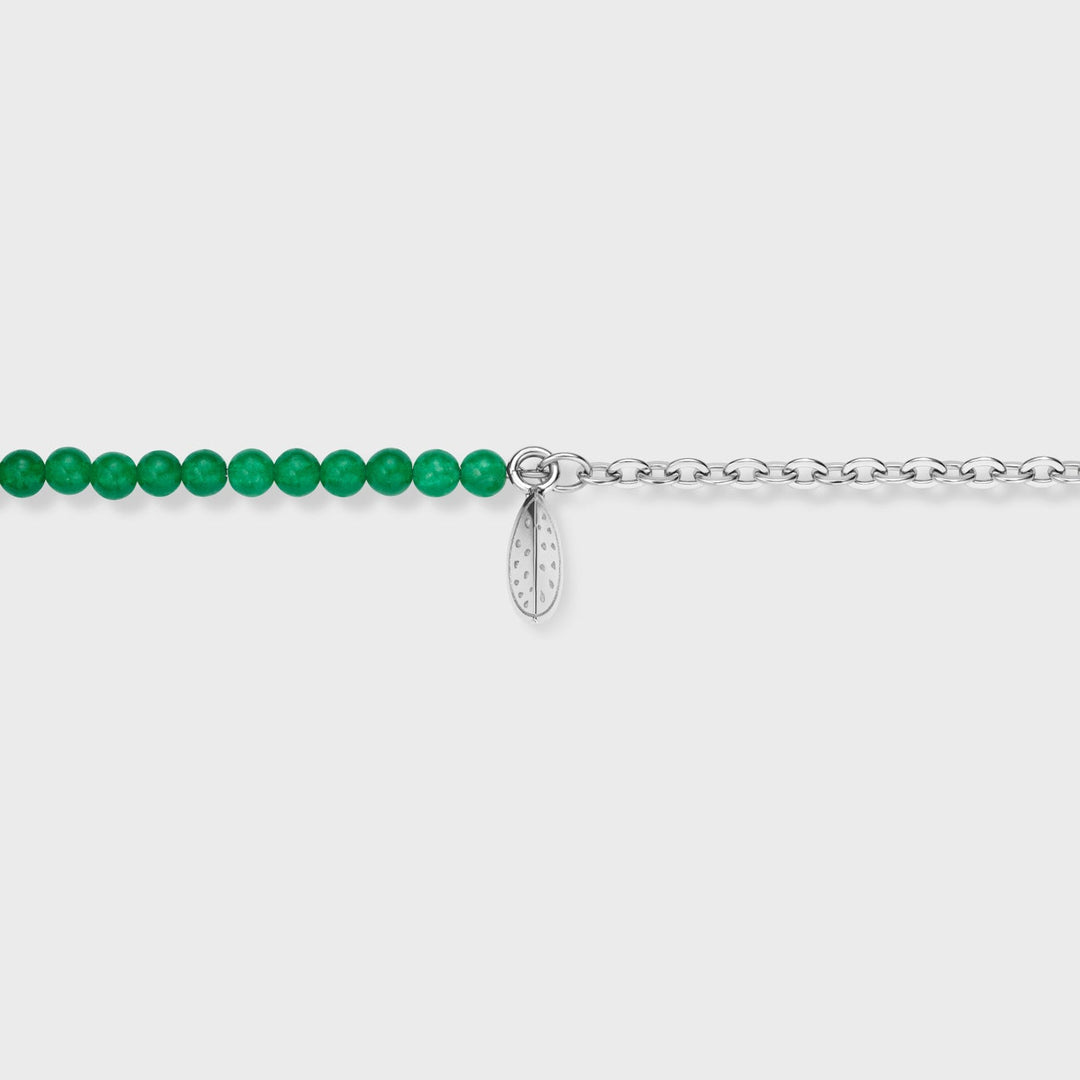 Essentielle Green Beads Watermelon Charm Bracelet, Silver Colour CB13350 - Bracelet charm detail
