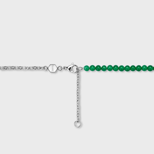 Essentielle Green Beads Watermelon Charm Necklace, Silver Colour CN13314 - Necklace detail