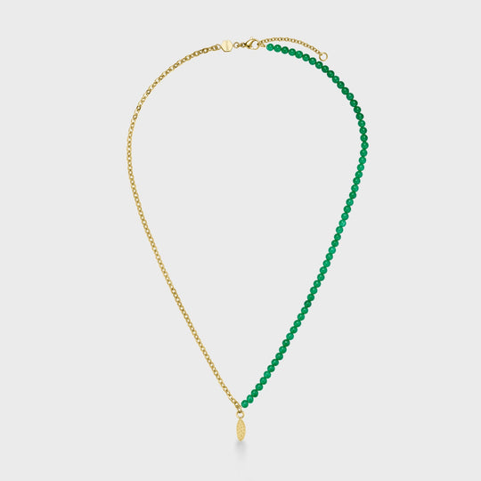 Essentielle Green Beads Watermelon Charm Necklace, Gold Colour CN13315 - Necklace