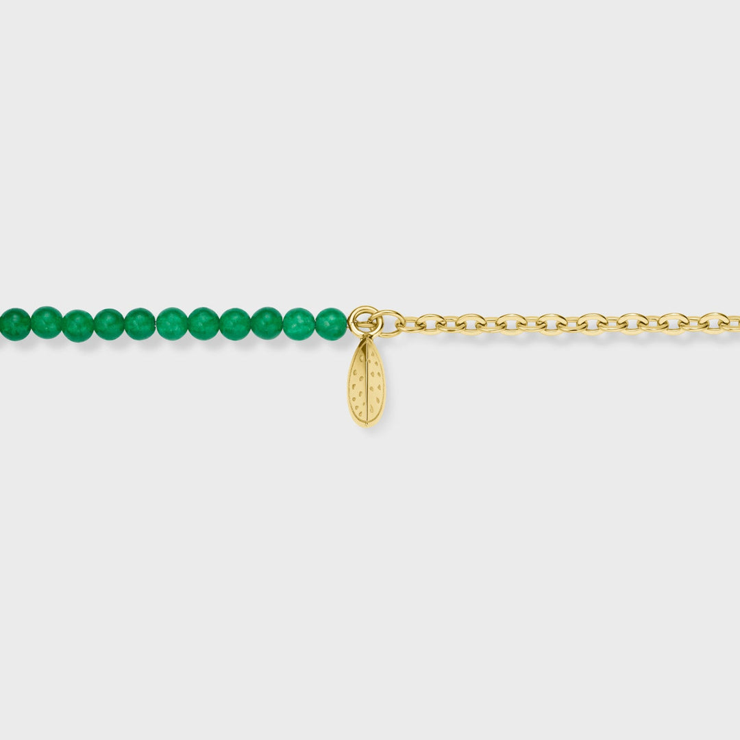 Essentielle Green Beads Watermelon Charm Necklace, Gold Colour CN13315 - Necklace charm detail