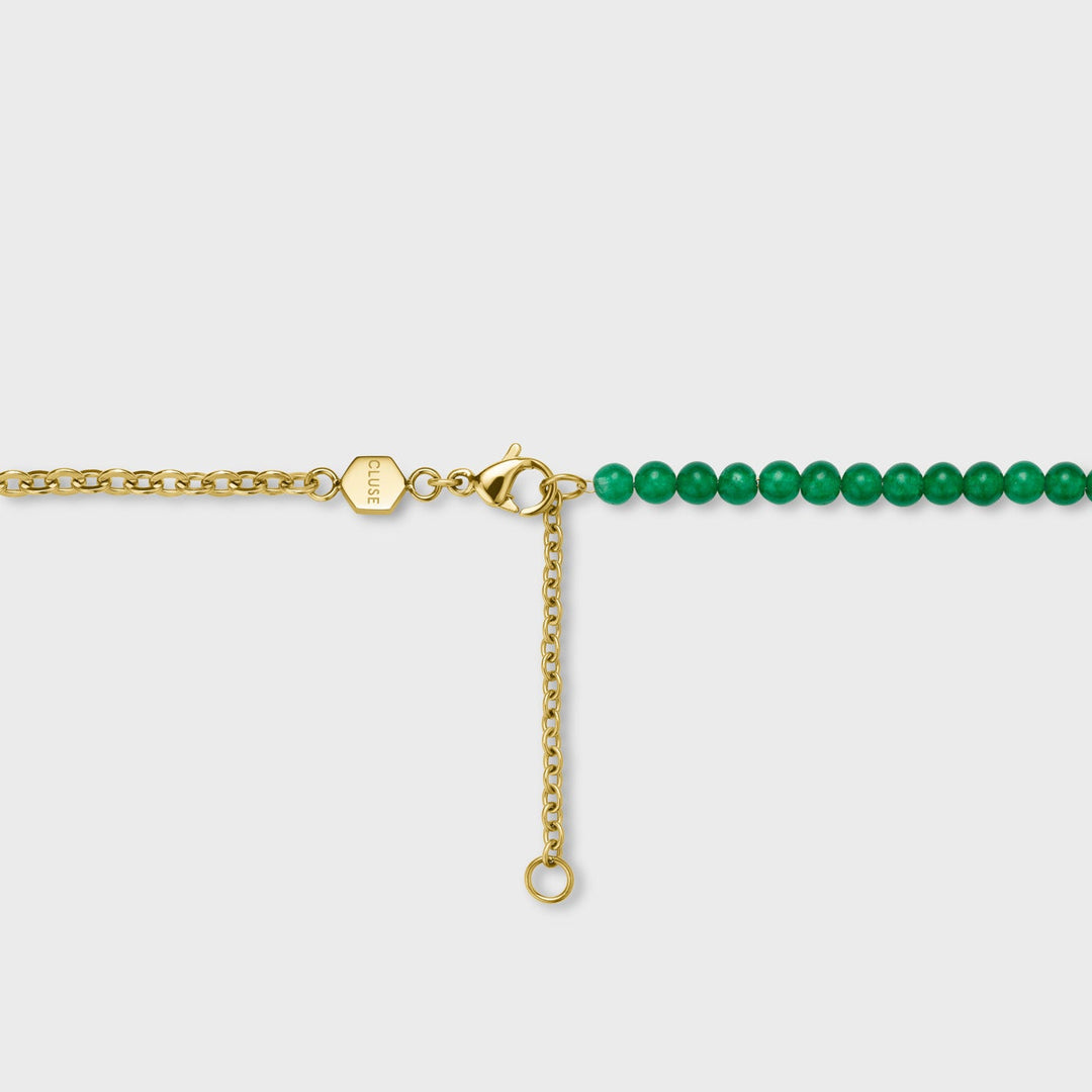 Essentielle Green Beads Watermelon Charm Necklace, Gold Colour CN13315 - Necklace detail