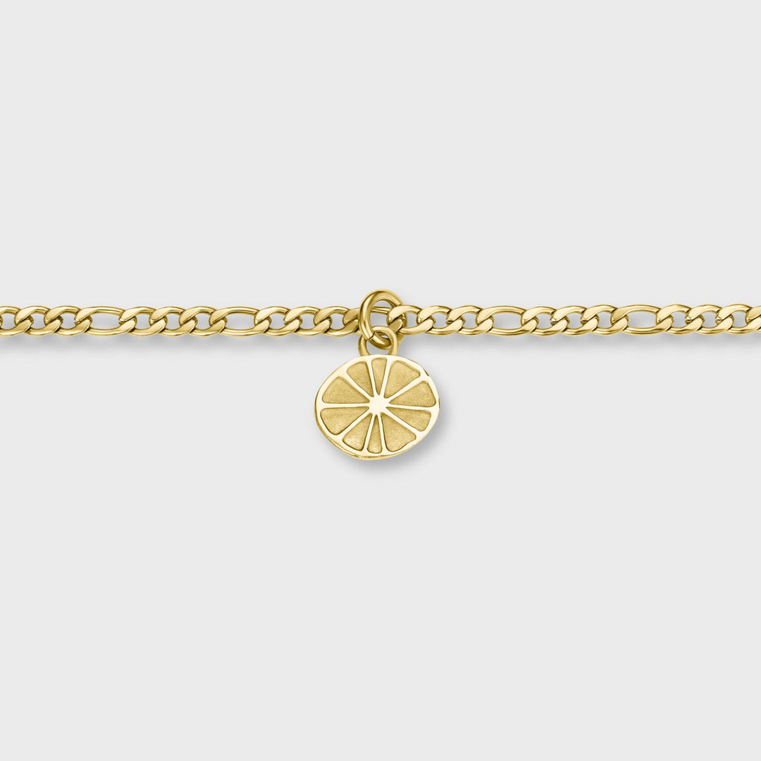 Essentielle Figaro Chain Citrus Charm Necklace, Gold Colour CN13316 - Necklace charm detail