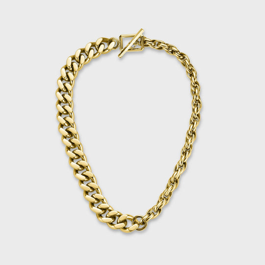 CLUSE Iris Mittenaere Mixed Chain T-Bar Necklace, Gold Colour CN14001 - Necklace