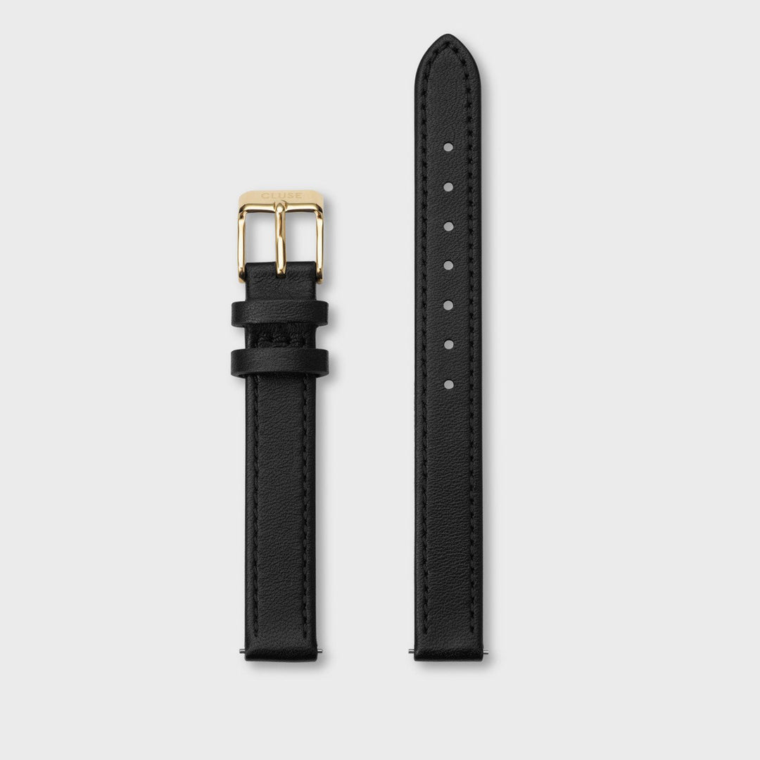 CLUSE Strap 12 mm Leather Black, Gold Colour CS12002 - Watch strap