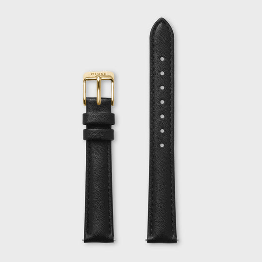 CLUSE Watch Strap 14mm Leather Black, Gold Colour CS12101 - Watch Strap