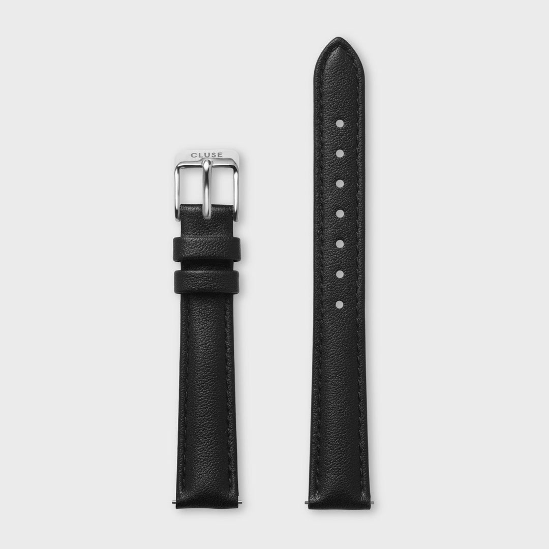 CLUSE Watch Strap 14mm Leather Black, Silver Colour CS12103 - Watch Strap
