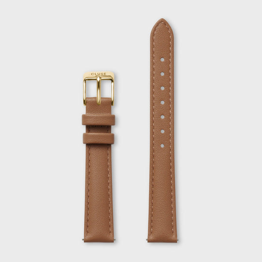 CLUSE Watch Strap 14mm Leather Light Brown, Gold Colour CS12104 - Watch Strap
