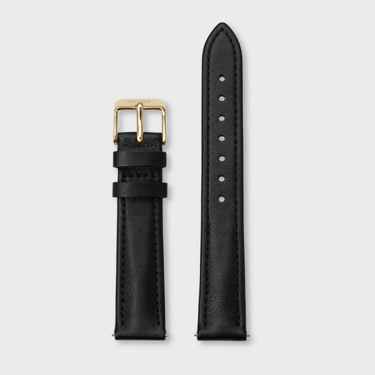 CLUSE Strap 16 mm Leather Black, Gold Colour CS12229 - Watch strap