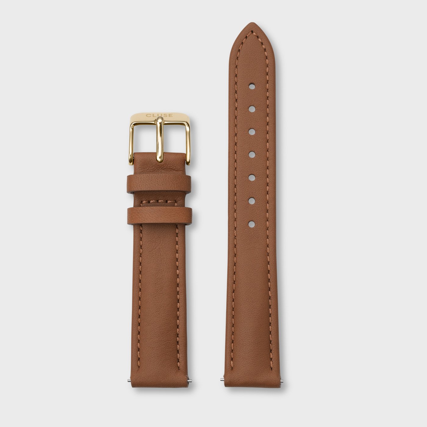 Strap 16 mm Leather Caramel, Gold Colour